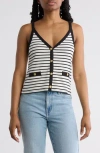 Vigoss Stripe Button Front Tank In Black