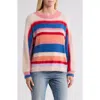 Vigoss Stripe Hair Yarn Crewneck Sweater In Creme Multi