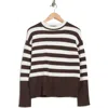Vigoss Stripe Side Slit Sweater In Brown