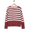 Vigoss Stripe Side Slit Sweater In Burgundy