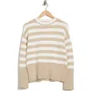 Vigoss Stripe Side Slit Sweater In Neutral