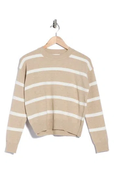 Vigoss Striped Crewneck Pullover Sweater In Neutral