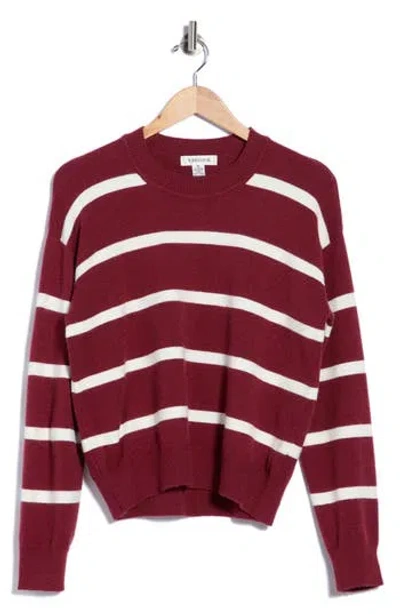 Vigoss Striped Crewneck Pullover Sweater In Red