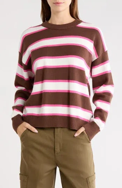 Vigoss Striped Crewneck Sweater In Neutral