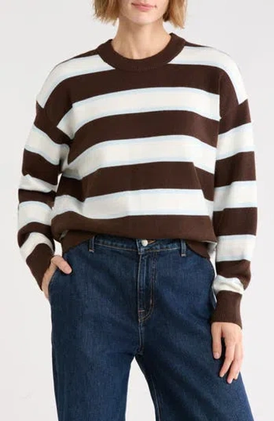 Vigoss Striped Crewneck Sweater In White