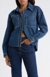 Vigoss Studded Denim Shacket In Blue