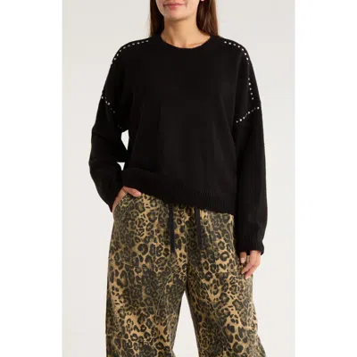 Vigoss Studded Shoulder Sweater In Black