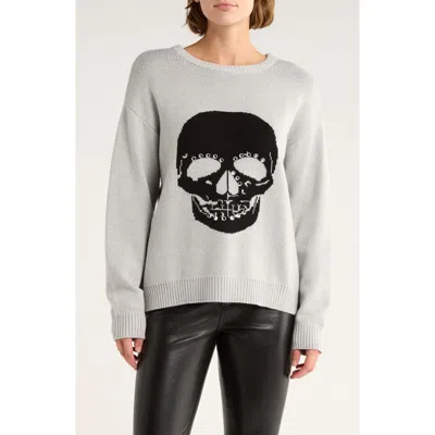 Vigoss Studded Skull Sweater In White