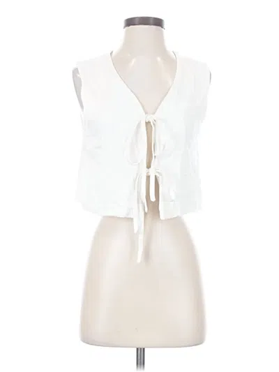 Pre-owned Vigoss Tank Top White Plunge Neckline Tops