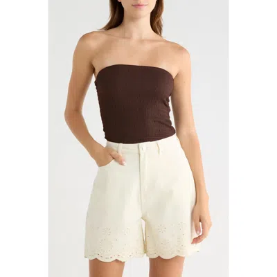 Vigoss Textured Long Tube Top In Brown