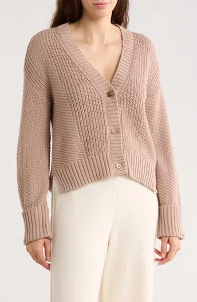 Vigoss Textured V-neck Cardigan In Pink