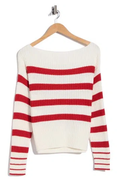 Vigoss Thermal Stitch Boat Neck Sweater In White