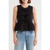 Vigoss Tie Front Peplum Top In Black