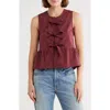 Vigoss Tie Front Peplum Top In Brown