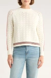 Vigoss Tipped Cricket Cable Sweater In White