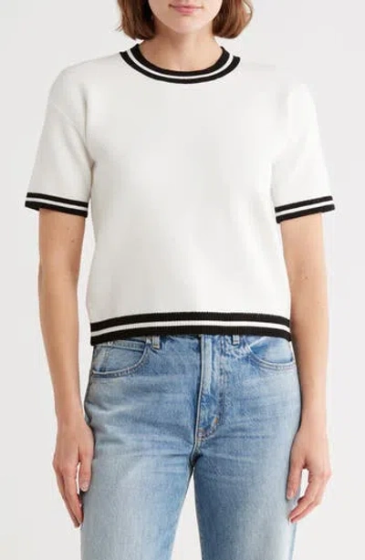 Vigoss Tipped Short Sleeve Sweater In Multi