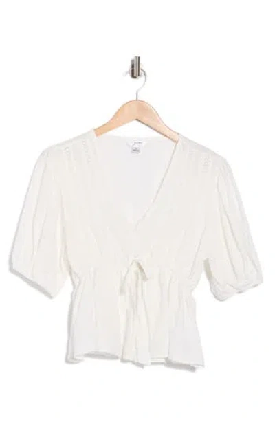 Vigoss V-neck Peasant Top In White
