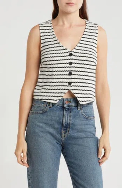Vigoss Woven Stripe Button Front Tank Top