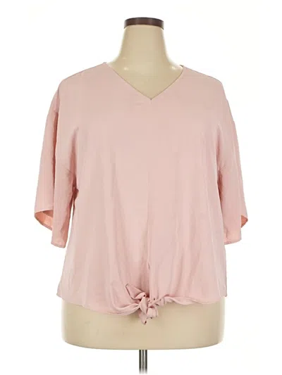 Pre-owned Viishow 3/4 Sleeve Top Pink V Neck Tops