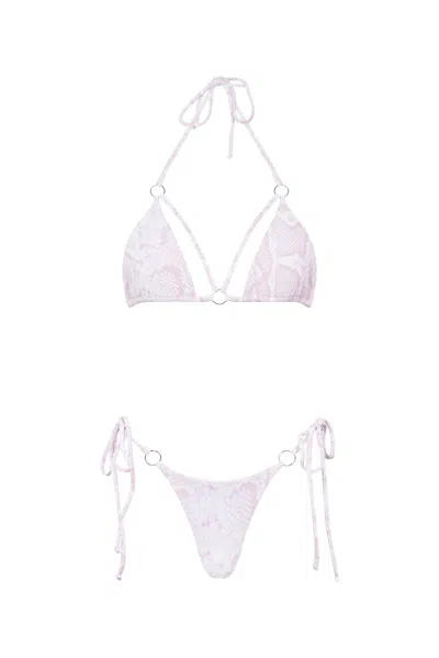 Viki Swim Women's Neutrals Viktoria Bikini Top In Pink Snakeskin