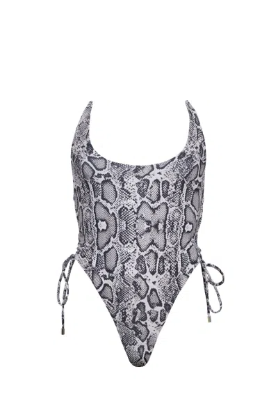 Viki Swim Women's Reversible Nadia Swimsuit In Silver Snakeskin