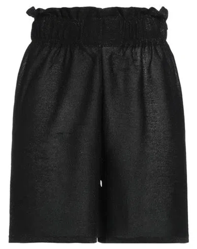 Viki-and Woman Shorts & Bermuda Shorts Black Size 6 Viscose, Polyester, Metallic Polyester