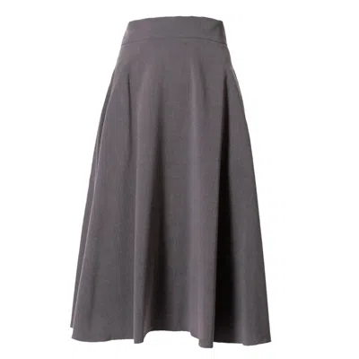 Vikiglow Women's Lesly Grey A Line Midi Skirt In Gray