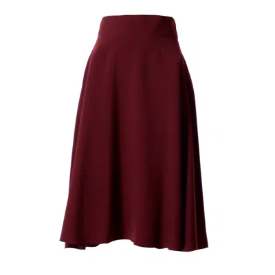 Vikiglow Women's Red Lesly Burgundy A Line Midi Skirt