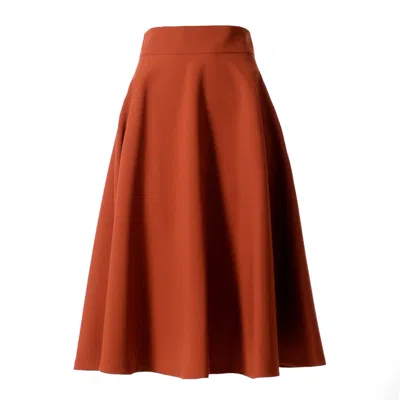 Vikiglow Women's Yellow / Orange Lesly Cinnamon A Line Midi Skirt