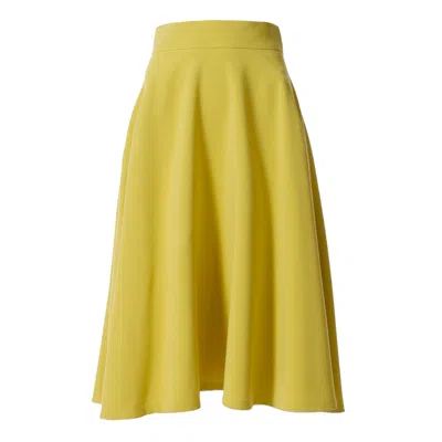 Vikiglow Women's Yellow / Orange Lesly Lemon A Line Midi Skirt