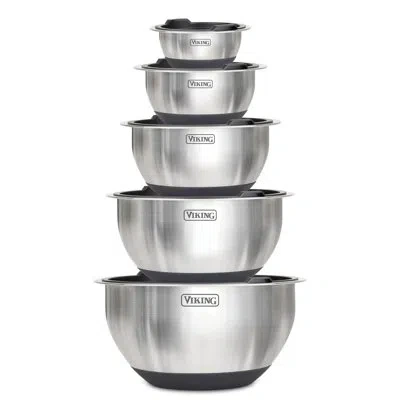 Viking 10 Piece Stainless Steel Mixing Bowl Set With Lids In Black