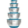 Viking 10-piece Stainless Steel Mixing Bowl Set With Lids In Teal