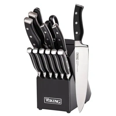 Viking 14 Piece X50crmov15 Stainless Steel Cutlery Block Set, Black Block