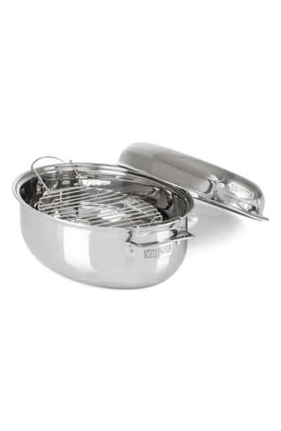 Viking 3-ply 3-in-1 8.5-quart Oval Roaster With Lid In Stainless Steel