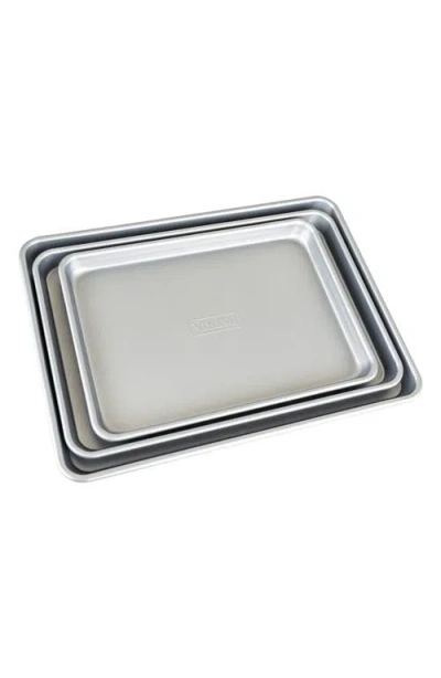 Viking 3-piece Nonstick Aluminized Steel Baking Sheet Set In Silver