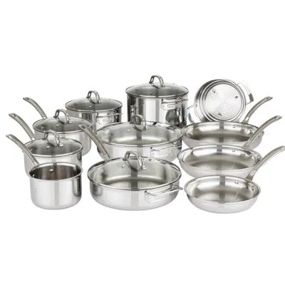 Viking 3-ply 17 Piece Stainless Steel Cookware Set In Silver