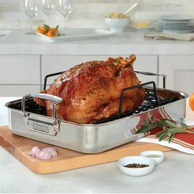 Viking 3-ply Roasting Pan With Nonstick Rack In Stainless Steel
