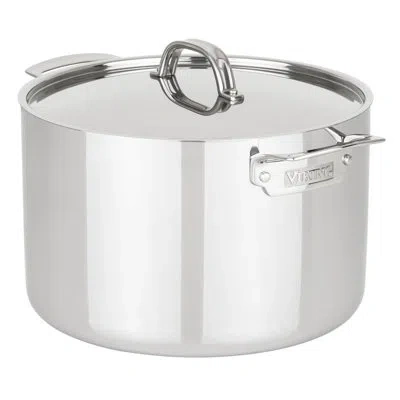 Viking 3-ply Stainless Steel 12-quart Stock Pot With Metal Lid In Silver
