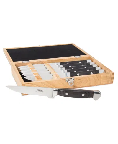 Viking 6 Piece Pakkawood Steak Knife Set With Box In Black