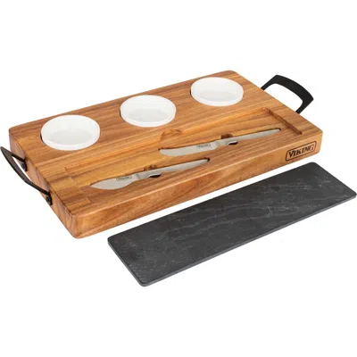 Viking 7-piece Acacia Wood Slate Cheese Board Set