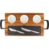 Viking 7-piece Acacia Wood Slate Cheese Board Set In Brown