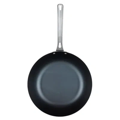 Viking Blue Carbon Steel 12-inch Wok/chef's Pan In Black