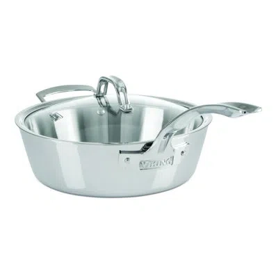 Viking Contemporary 3-ply Saute Pan With Glass Lid In Silver
