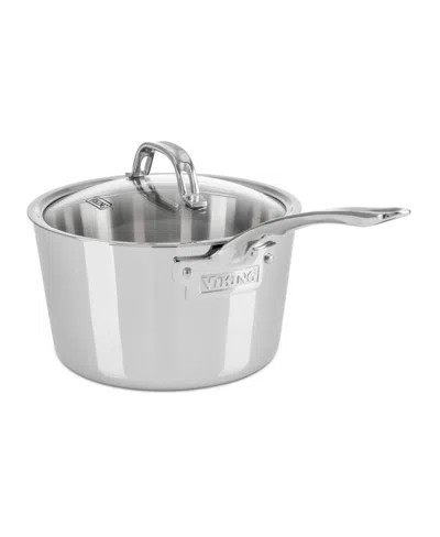 Viking Contemporary Stainless Steel 3-ply 5.2-quart Dutch Oven With Glass Lid In Silver
