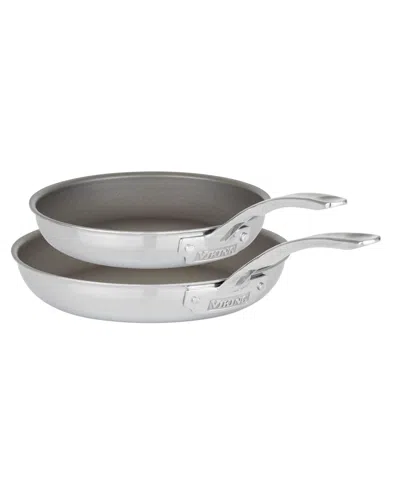 Viking Pure Glide Stainless Steel 2-pc. Fry Pan Set In Silver