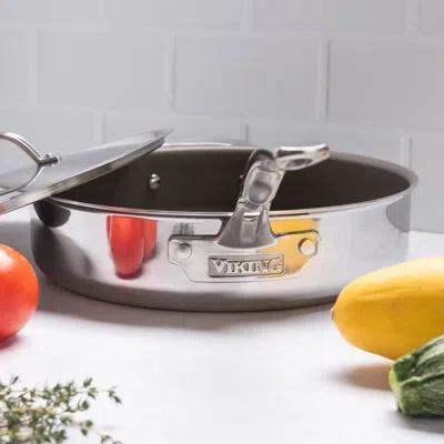 Viking Pureglide Pro 3-ply Nonstick 4.5 Quart Saute' Pan With Helper Handle In Silver