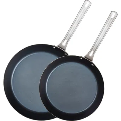 Viking Set Of 2 Carbon Steel Frying Pans In Black