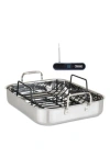 Viking Stainless Steel Roasting Pan & Thermometer In Stainless Steel