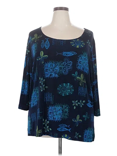 Pre-owned Vikki Vi 3/4 Sleeve Top Blue Boatneck Tops