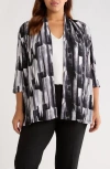 Vikki Vi Brushstroke Print Knit Jacket In Black